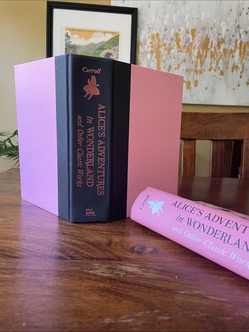 Alice Adventures in Wonderland Pink & Black HC Book w/ original dust jacket